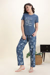 Zivame Knit Poly Pyjama Set - Orion Blue — thumbnail 2